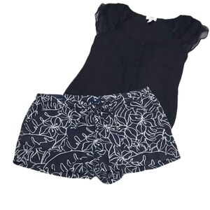 GAP Linen Short Shorts Floral Pattern Lightweight 4 Pockets Zipper Drawstring 14